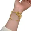"Kitty" Pulseira Aberta com Laço Dourado para Mulheres, Estilo Menina, Joia de Temperamento de Luxo Leve de Nicho, Pulseira de Menina