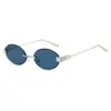 Gafas de Sol Retro Ovaladas Sin Marco para Mujer, Gafas de Sol de Gama Alta Estilo Europeo y Americano para Hombre, Nuevas Gafas de Moda Tendencia para Chicas con Estilo