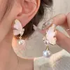 Pendientes Elegantes Dulces de Plata 925 con Aguja, Corazón de Chica Rosa, Flor, Mariposa, Borla, Super Hada, Alto Amor