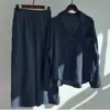 Conjunto de 2 piezas para mujer de Amazon Transfronterizo Estilo Retro Tallas Grandes 2026 Conjunto de Camisa de Algodón y Lino Pantalones Sueltos de Cintura Alta