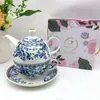 Pequeño Set de Té de la Tarde de Lujo Alto Valor de Color Olla para Madre y Madre Taza de Café de Cerámica Creativa Taza de Té de Flores Una Taza Un Plato Tetera