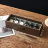 Fábrica de OrigenCaja para Gafas con Tapa abatible de Madera de Nogal Compartimentos Múltiples Caja de Almacenamiento con Pantalla Transparente Caja Antigua Bodhi