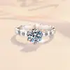 Anillo de Moissanita de 1 Quilate Transfronterizo Ins Anillo de Panal en Montura en Stock Lujo Ligero Moda Estilo Clásico Anillo de Plata de Ley S925