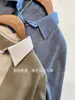 Design estiloso e atmosférico, um look de duas peças com cardigã de tricô e camisa integrada, top emagrecedor para mulheres, nova coleção de início de outono H091615