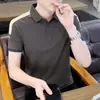 Camisa Polo Masculina Manga Curta Verão Gola Lapela Seda Gelada Fina Casual de Negócios Top Masculino de Alta Qualidade Pronto para Venda