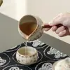Estilo Vintage Estilo Chinês Forno Ru Novo Chinês Dourado e Prateado Incrustado Tampa Tigela Bule Xícara de Chá Cerâmica Taça de Feira Conjunto Coador de Chá