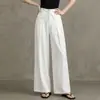 Calça Wide Leg Cintura Alta para Mulheres, Estilo Verão Fino com Painel Traseiro Removível, Caimento Solto, Calça Casual Emagrecedora