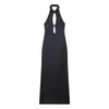 Al por mayor Otoño 2026 Nuevo Estilo Europeo y Americano Vestido de Tirantes Halter de Satén de Seda para Mujer 61796