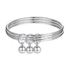 Pulsera de Campana Sansheng Sanshi para Mujer, Anillo Sencillo y de Gama Alta Brillante Liso, Pulsera Apilada de Tres Capas como Regalo para tu Novia