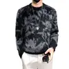 Suéter de malha masculino com design de blocos de cor e franjas de luxo leve, novo suéter grosso e quente de inverno