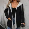 2024 Moda Casual de Otoño e Invierno para Mujer, Sudadera con Capucha y Cardigan de Bloques de Color, Comercio Exterior Europeo y Americano Transfronterizo