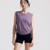 Top deportivo sin mangas suelto y transpirable de fibra de bambú para primavera y otoño, pantalones cortos de tres cuartos, cubierta con cordón, conjunto de fitness y yoga