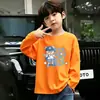 Estilo Nuevo Primavera y Otoño Moda Infantil Camiseta con Estampado de Dibujos Animados 100% Algodón Moda Infantil Camiseta de Manga Larga con Cuello Redondo para Niños