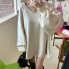 Ropa de Moda Coreana Dongdaemun de Alta Calidad para Mujer, Sudadera Casual Holgada Linda Juvenil con Cuello en V