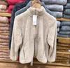 Estilo Japonés Invierno 2023 Chaqueta Cálida de Felpa Polar para Mujer Cardigan de Manga Larga Chaqueta con Cuello Alto 439138