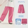 [7A Antibacteriano] Calça Casual Reta para Meninas Outono Roupa Bebê Branco Solta Longa Calça Estilosa Infantil para Meninas Mais Velhas