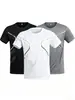 Camiseta de Manga Corta para Hombre de Comercio Exterior Transfronterizo Verano Ajustada Versátil Camiseta Básica Manga Media Juvenil de Malla de Secado Rápido