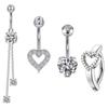 Una Variedad de Combinaciones de Anillos para Ombligo, Estilo Sexy y Sencillo Anillo para Ombligo de Zirconia con Forma de Corazón de Melocotón Micro-pavimentado Joyería para Piercings Corporales