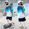 Traje de Secado Rápido para Niños 2026 Nuevo Estilo de Verano para Niños Mayores, Conjunto de Dos Piezas con Degradado de Manga Corta para Verano, Camiseta Deportiva