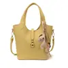 Bolsa Saco Estilo Cesta Elegante e Moderna para Mulheres, Novo Modelo 2026, Cor Sólida Elegante com Textura de Lichia, Bolsa de Ombro e Transversal de Nicho para Mulheres