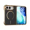 Funda para Teléfono Plegable Iphoneduo Apple Duo Patrón de Fibra de Carbono Kevlar Estuche Magnético Galvanizado de Negocios