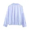 Camisa de Popelina a Cuadros, Bolsillo, Manga Ancha, Patchwork Rayado, Estilo Europeo y Americano, Venta Caliente de Aliexpress 2026