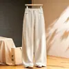 Pantalones de Pierna Ancha de Lana y Acetato para Mujer Invierno Cintura Alta Sueltos 2026 Nuevos Pantalones Rectos para Mujer Caída Adelgazantes Casuales