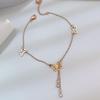 Tobillera Elegante de Mariposa Hueca Estilo Coreano con Pedrería para Niñas y Estudiantes, Popular en Redes Sociales, Joyería para el Pie Color Oro Rosa