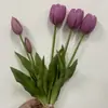 Tulipanes de Plástico Blando de Alta Calidad, Ramo Artificial, Decoración para Mesa de Sala de Estar, Ramo de Mano para Boda, Flores Artificiales Decorativas