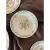 Vajilla Vintage de Color Bajo Esmalte, Cerámica Verde Retro Floral Amarilla Taza de Café para el Té de la Tarde con Platillo y Plato de Cena