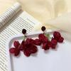 "Ardiente Romántico" Atmósfera Aretes de Perlas de Rosa Roja Nicho Temperamento Suave Exagerado Pendientes de Instagram