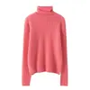 Suéter de cachemira para mujer, 100% cachemira de cabra pura, nuevo suéter de punto cálido de moda versátil color liso con cuello alto