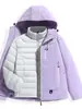 Chamarra de plumón Kongshan Yuyu Tres en Uno para Mujer Otoño e Invierno Exterior Cortavientos e Impermeable Chaqueta de Montañismo Chaqueta Gruesa de Terciopelo para Hombre