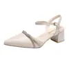 Sandalias de Mujer de Verano 2026 Nuevo Estilo Fanghua de Una Tira con Tacón Alto y Exquisitos Diamantes de Imitación, Versátiles con Faldas, Sandalias Estilo Hada
