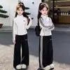 Conjunto de otoño para niñas 2026 nuevo conjunto de dos piezas de sudadera deportiva estilo coreano y pantalones de pierna ancha para niñas mayores