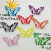 Colgante de mariposa perforado de hielo transparente con degradado de agujero recto de colores, parche, pinza para el pelo, cuerda para el pelo, pegamento de crema para manualidades, accesorios acrílicos