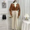 Suéter de Punto Redondo Bordado de Oso Blanco para Mujer en Primavera, Otoño Perezoso e Invierno Capa Interior Camiseta Holgada Suave y Sedosa de Punto