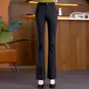 Colección Otoño 2026: Pantalones Negros, Elásticos, Fluidos, de Cintura Alta, Versátiles, Modernos, Adelgazantes, Casuales, Ligeramente Acampanados para Mujer