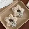Pinza de Pelo de Felpa Dulce con Perlas y Copos de Nieve para Otoño e Invierno para Mujer, Pasador para Recoger el Cabello Suelto en la Parte Posterior de la Cabeza, Pinza para Flequillo Lateral
