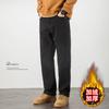 Otoño e Invierno Jeans Negros para Hombre Rectos Holgados Talla Grande Elásticos Modernos Casual Forrados de Felpa Gruesos Pantalones Largos de Otoño