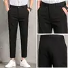 Pantalones de hombre de alta gama para primavera y otoño, pantalones cropped para adolescentes, pantalones casuales versátiles de corte recto slim-fit, modernos, profesionales