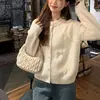 Nuevo cárdigan de encaje con lazo estilo coreano para otoño e invierno, suéter de punto dulce, suave, delicado, juvenil y casual para mujer