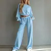 Conjunto de Sudadera Casual Minimalista de Manga Larga Corta y Pantalones de Pierna Ancha Estilo Europeo y Americano Nuevo Otoño/Invierno 2026