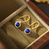 Pendientes de plata de ley S925 con lapislázuli bañados en oro, con forma de gorro y gancho para la oreja, sencillos, a la moda, exquisitos, estilo vintage y con personalidad.