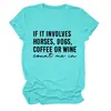 Se envolve cavalos Amazon desejo site independente camiseta feminina casual e confortável gola redonda manga curta
