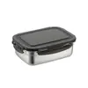 Caja de conservación de acero inoxidable profunda, rectangular, sellada, de grado alimenticio, para refrigerador, para frutas y verduras, lonchera