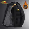 Casaco de Algodão Quente Casual Estilo Novo Americano Solto e Confortável para Pessoas de Meia-Idade e Idosos, Casaco Superior de Algodão com Forro de Fleece à Prova de Vento de Inverno