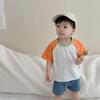 Conjunto de Duas Peças de Shorts Jeans para Bebê Roupas de Verão para Crianças Fino Estilo Coreano Roupa Infantil Terno de Verão de Manga Curta para Bebê