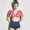 Nuevo Traje de Baño Dividido para Mujer 2023 Cintura Alta Adelgazante Cubre Vientre Conservador Reunión de Pecho Pequeño Traje de Baño Adelgazante para Playa