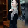 Suéter Color Block Patchwork Elegante Falso Duas Peças Malha Manga Longa Novo de Nicho Primavera/Outono 2026 Feminino